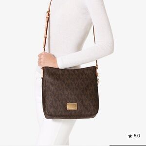 Michael Kors Jet Set Travel Large Messenger Brown Monogram Crossbody Bag
